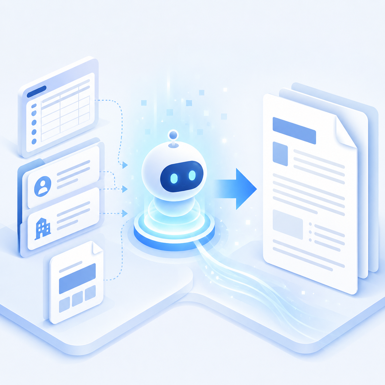 AIが書類の初稿を生成するイメージ